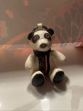 Black and Cream Coach Bear Keychain